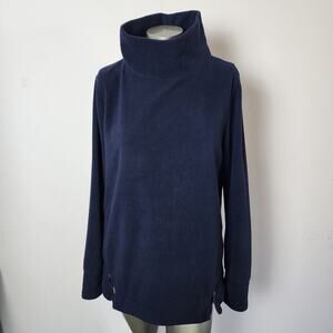 Telluride Clothing Company Side Zip Fleece Mock Neck Navy Sweater | Womens Large